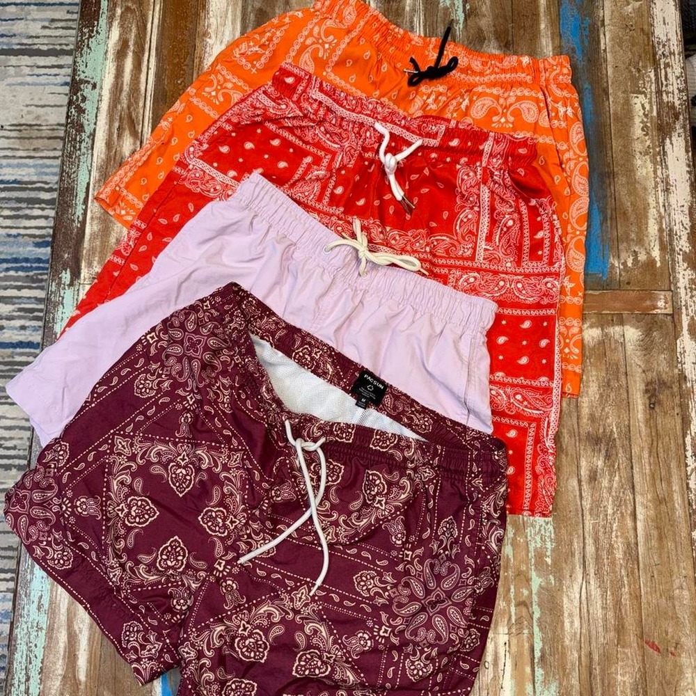 PacSun and Unbranded Mens Bandana Print Swim Trunks Shorts Bundle Multi Size M
